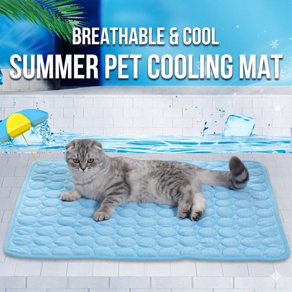 AILISK TruePet Kühlmatte Für Hunde & Katzen | Selbstkühlend Ohne Strom (M-60cmX50cm,Grau)