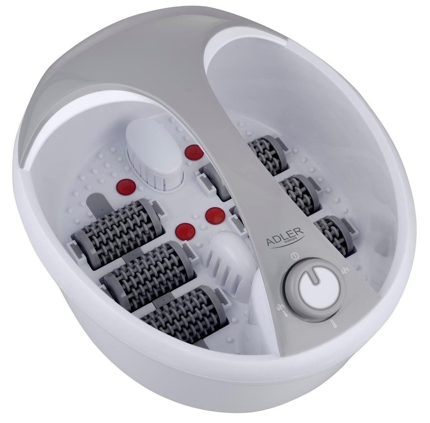 Adler AD 2177 - Massaggiatore per piedi, 450 W, con funzione riscaldante, vasca da bagno con massaggio vibrante, massaggiatore per piedi, poggiapiedi con rotelle massaggianti