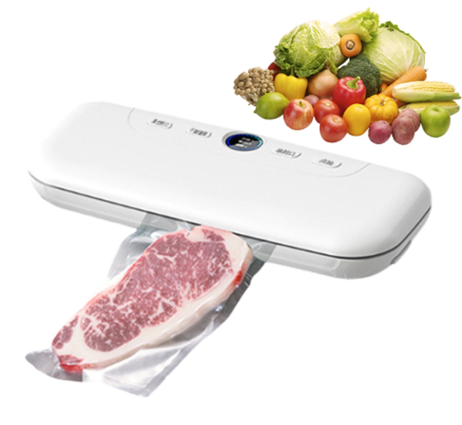 Máquina Selladora Al Vacío para Almacenamiento de Alimentos,Máquina Selladora de Alimentos Sellador de Aire Automático,Modos de Alimentos Secos y Húmedos,Incluye 10 Bolsas Selladoras Al Vacío