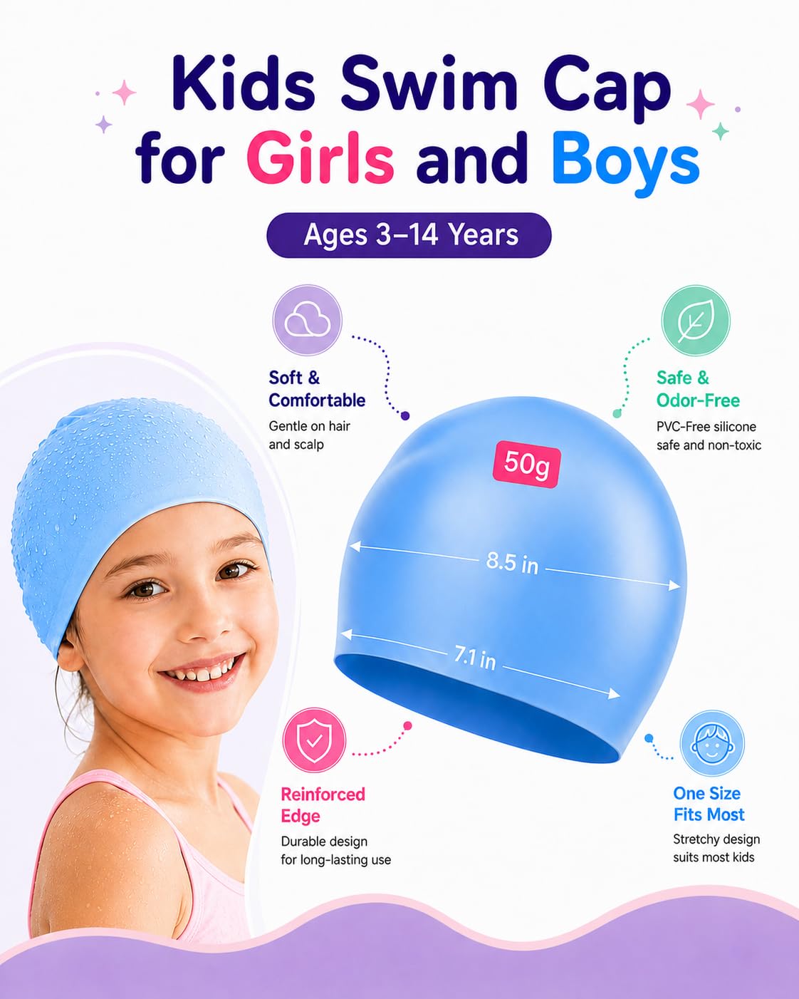 Gafas de natación para niños, paquete de 2, protección UV antivaho, gorro de natación, funda, gafas de natación para niños de 3 a 15 años