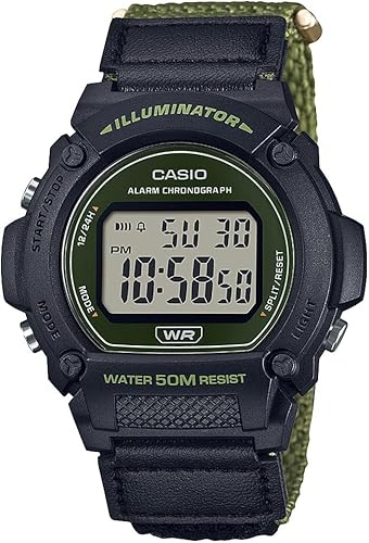 Casio Iluminador Alarma Cronógrafo Reloj Digital W-219HB-3AVCF, Negro -