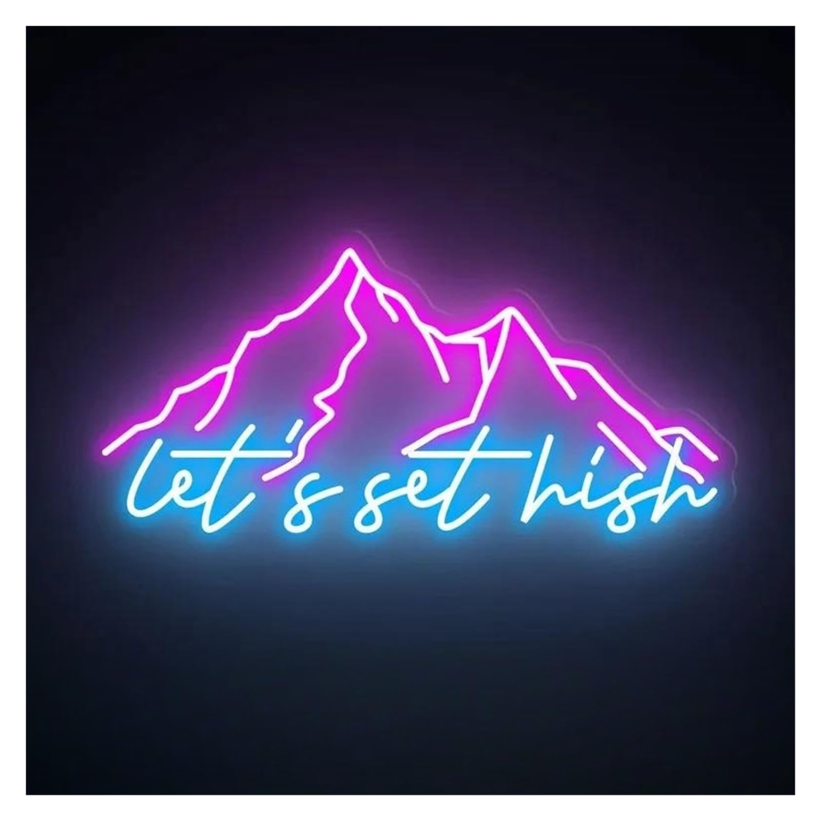 Lemst B Signs Lamp Mountain Neon Sign Let's Set High Light Us Powered For Edroom Kids Teens Irthday Ar Eer Party Wall Art Hanging Decor 40Cmx16cm(B)