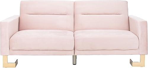 Miniatura 17 de Safavieh Inicio Tribeca Glam Sofá cama plegable de terciopelo azul marino y latón Azul marino/latón,Rubor /