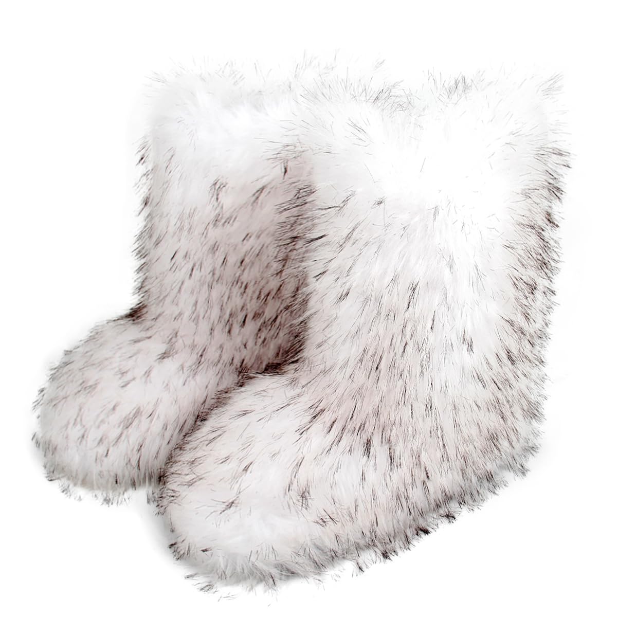 Eosxrp Furry Faux Fur Boots Women's Winter Shoes Woman Fluffy Warm Snow Boots Mid-Calf Comfortable Outdoor Flat