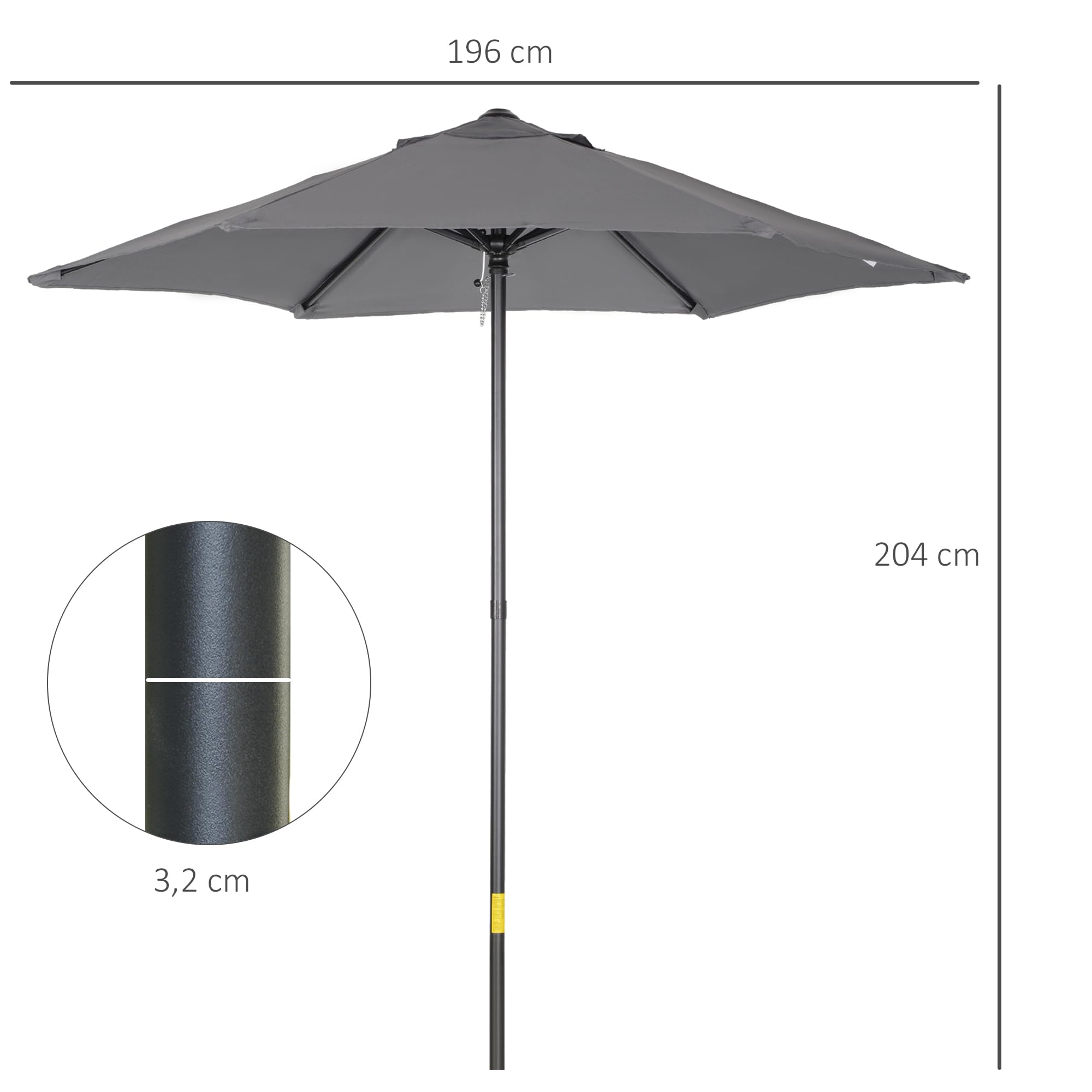 Outsunny Sonnenschirm Ø196 cm, sechseckig Balkonschirm Strandschirm windfest stabil Marktschirm Sonnenschutz für Strand Balkon Garten