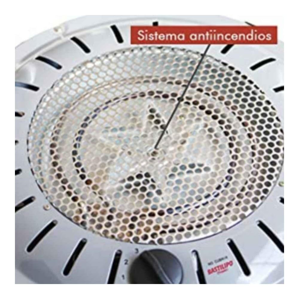 Bastilipo, BET-950, brasero de seguridad anti Incendios, 3 niveles de calor, 450/500/950W, bajo consumo, sistema patentado, 950 W, Otro, 3 Velocidades, Gris