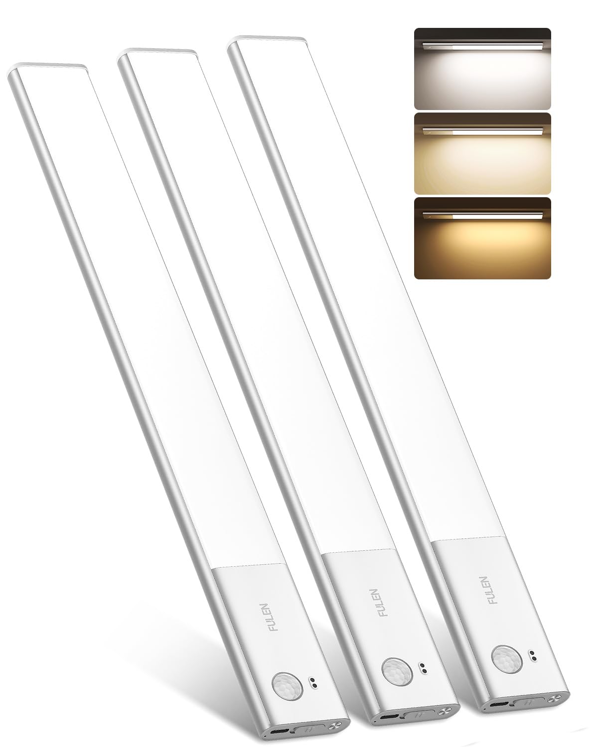 Lampada Da Parete FULEN Con Sensore Di Movimento E Telecomando – 600LM, 3 Colori, Batteria 5000mAh, Ricaricabile, Nera (2 Pezzi)