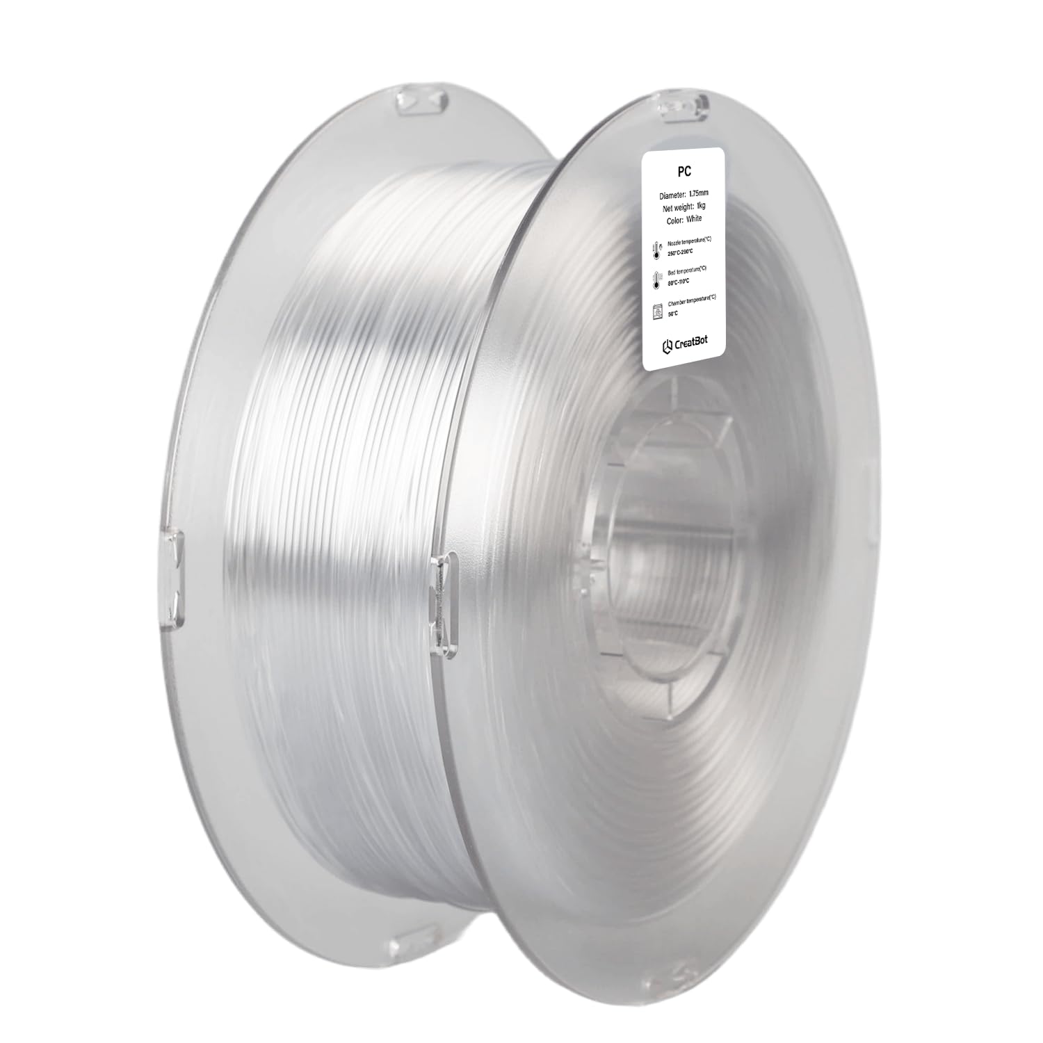 3IDEA CreatBot PC 3D Printing Filament Transparent White, 1.75mm, Net Weight-1kg-image-1