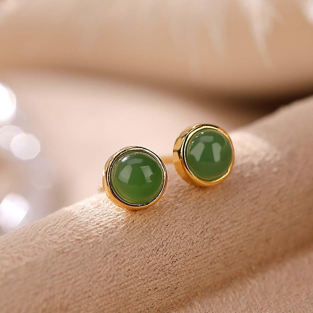 WBDWWTD Natürliche grüne Jade Ohrstecker, Hetian Ohrringe für Damen Herren Sterling Silber Ohren, Hotan Schmuck