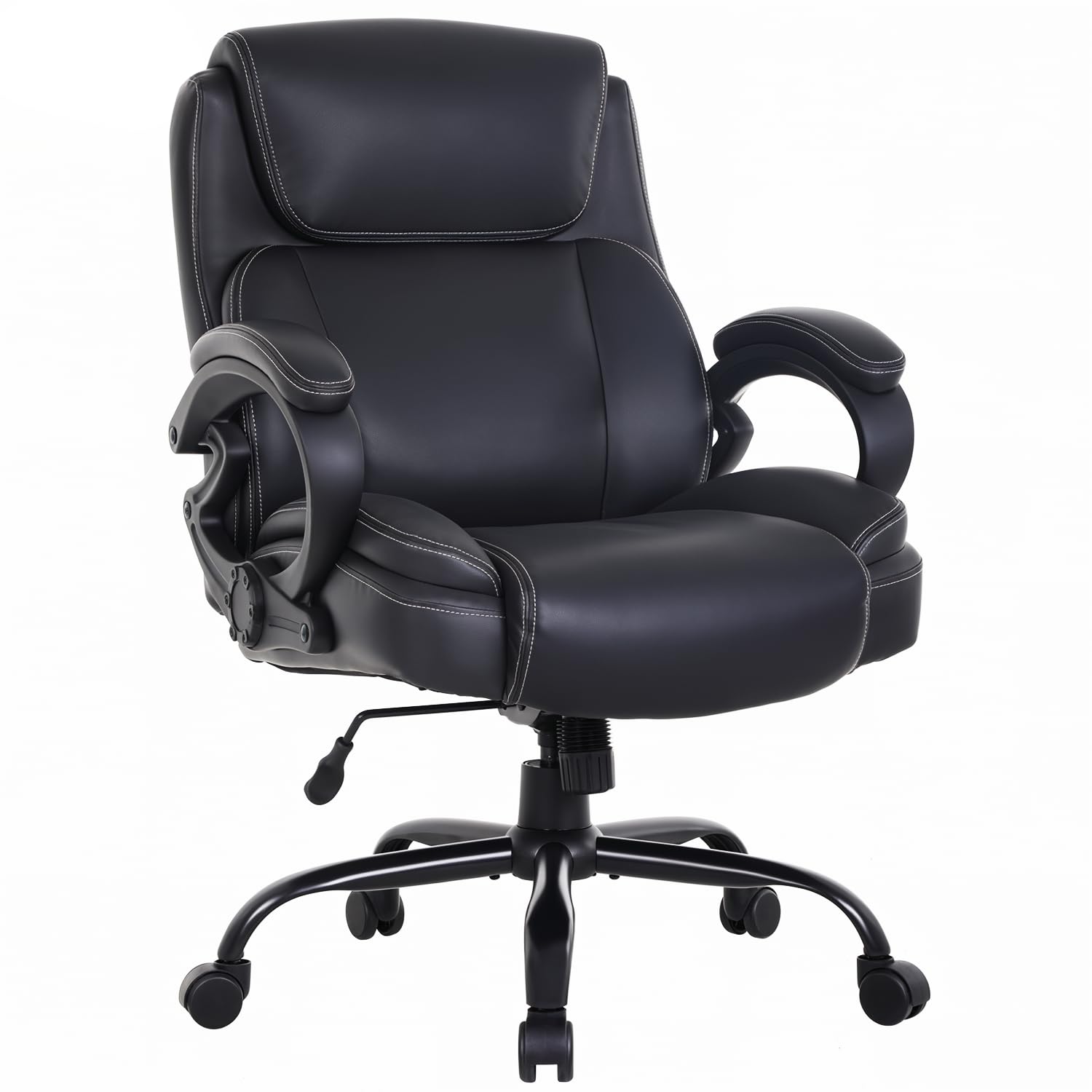 BestOffice Big and Tall Heavy Duty Office Chair 400lbs Wide Seat Ergonomic Computer Desk Chair with Arms and Lumbar Support High Back PU Leather