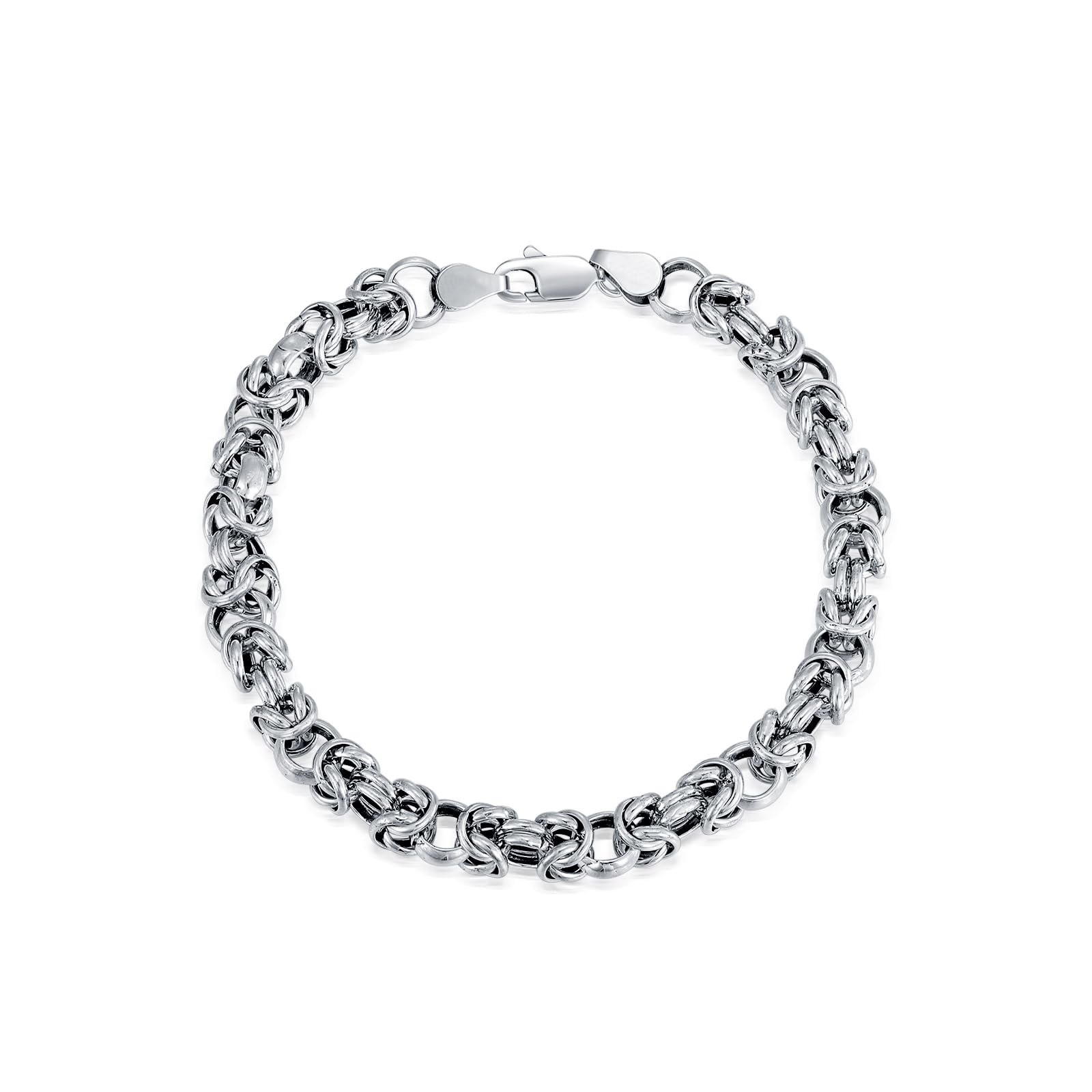 Italien 6MM Byzantinische Kette Armband Massiv 925 Sterling Silber Link Byzantinisches Armband mit Karabinerverschluss 18/20/23 Zentimeter für Männer Frauen