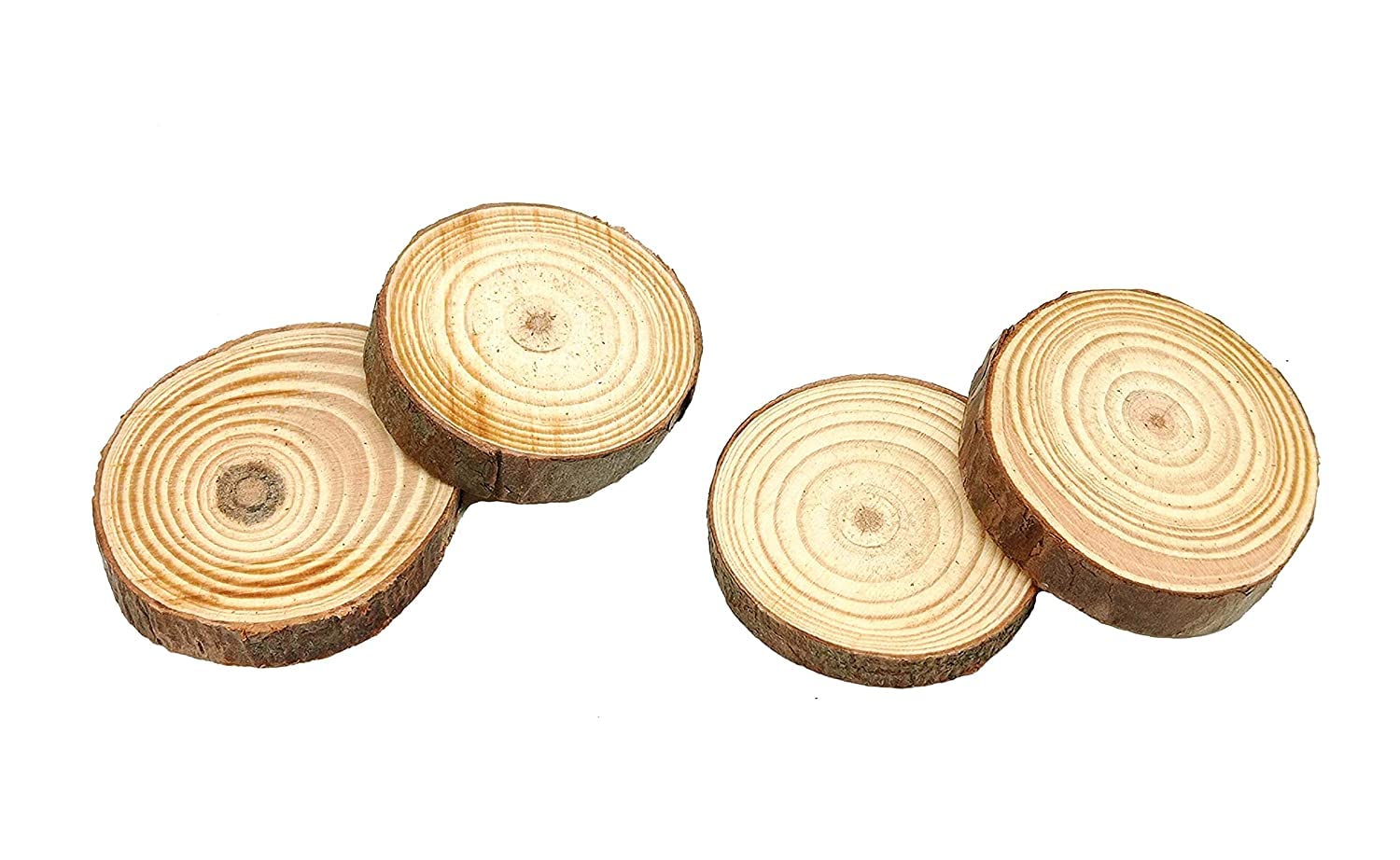 53 Art Wooden Log DIY Crafts with Natural Bark Edge Round Coaster/Slices 1 Pieces (7-8 x 1 cm)