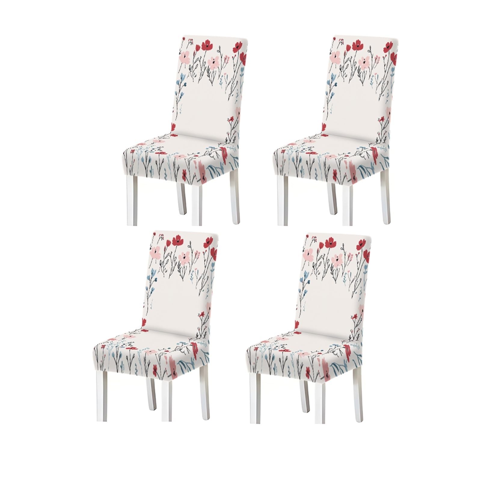 Kxuauv One Color Watercolor Wildflower Floral Pattern Print Dining Chair Covers Set Of 2/4/6, Stretch Slipcovers For Kitchen Dining Room Seat Protectors For Restaurant Hotel Party(4Pcschair Cover)