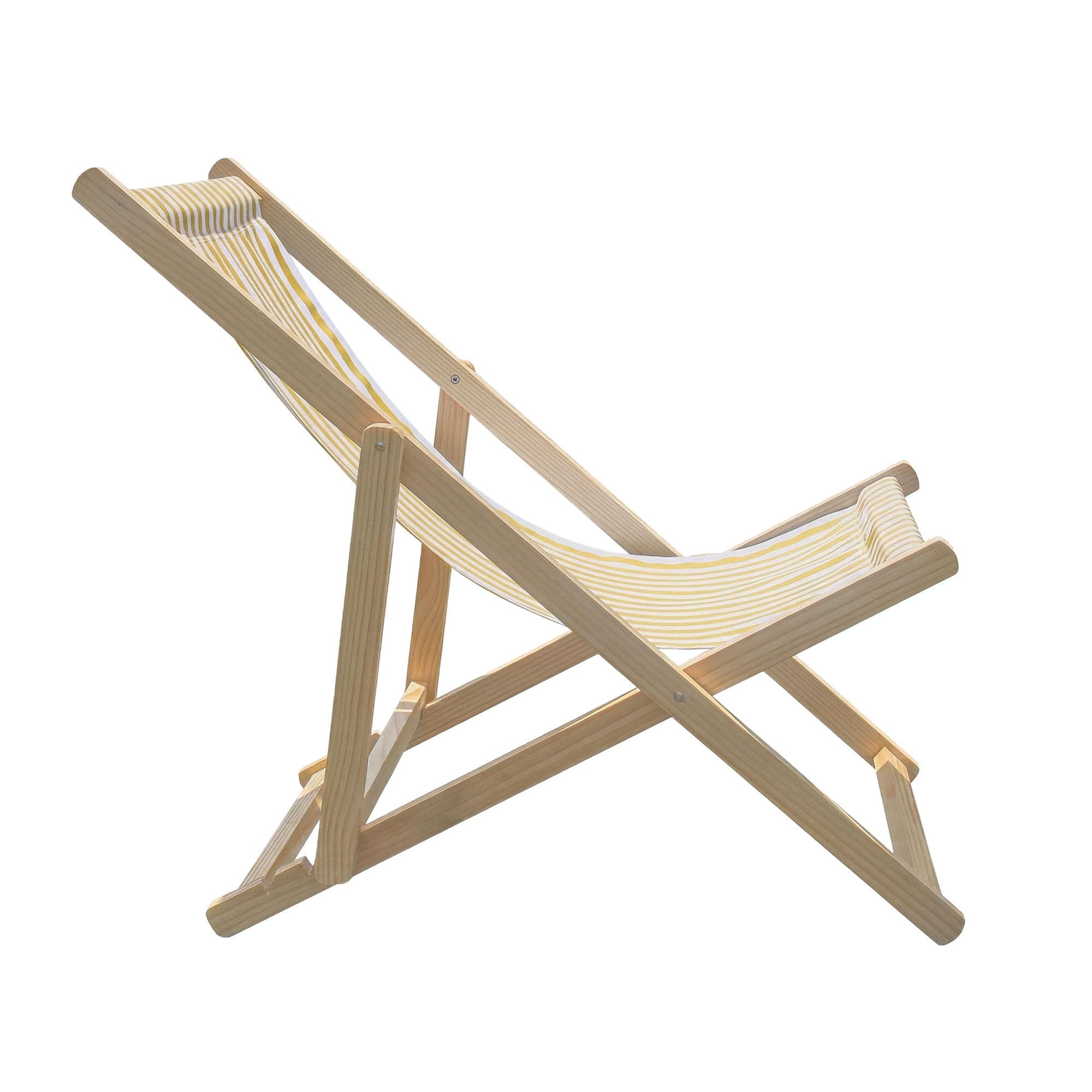 FRANKYSTAR® Támesis – Juego de 2 tumbonas de madera maciza y textileno, color amarillo