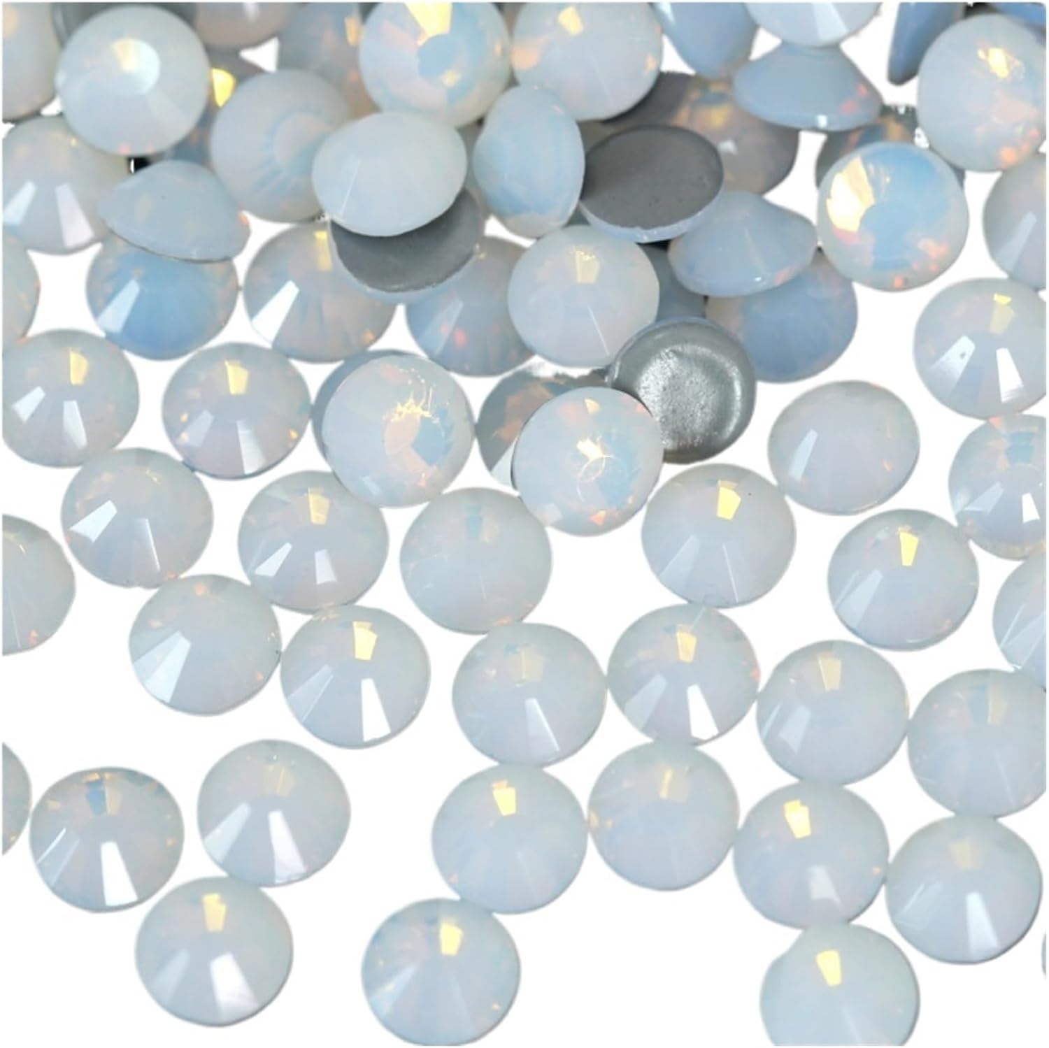 Mix Size Glitter Hot Fix Rhinestones Glass Iron On Strass Diamond DIY Crystals for Vestidos(Ceramic White,SS30-288pcs)