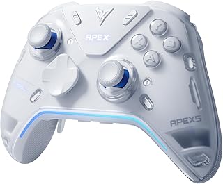 FLYDIGI Apex 5 Wireless PC Controller, Forceflex Joystick 2.0, ForceAdapt Trigger, 3ms Ultra-Low Latency, RGB Light Bar, Full-Color LCD Display,1500mAh Battery PC/NS/Android/TV