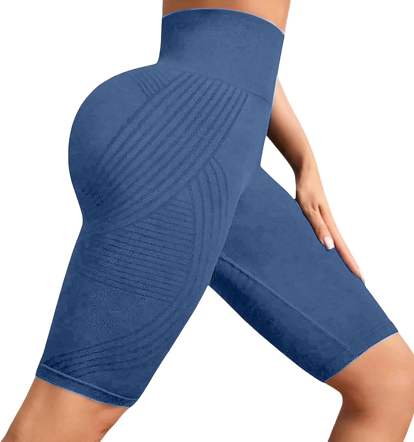 High Waist Yoga Capris Tummy Controls None See Through Workout Athletic Running Capris Leggings Tummy Controls None See Navy Blue