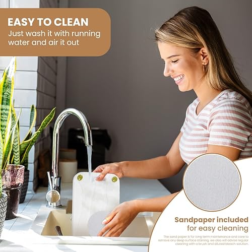 Miniatura 5 de Organizador de fregadero de secado instantáneo, ecológico, antideslizante, acero inoxidable, tono dorado, pies antioxidantes, bandeja de piedra de