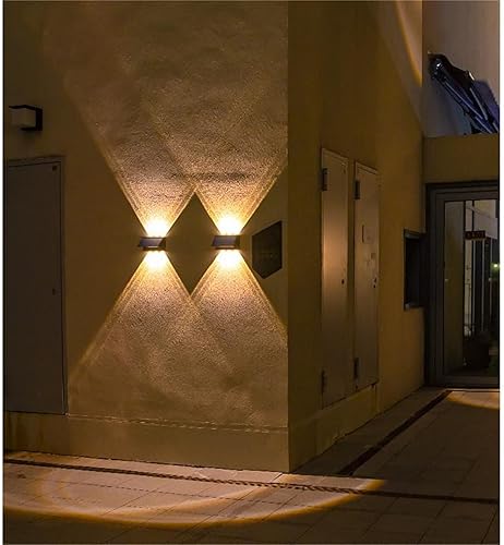 Miniatura 5 de ASLIDECOR Luz solar de pared hacia arriba, paquete de 2 6 luces LED iluminan al aire libre, lámpara con sensor de luz solar, IP65, impermeable,