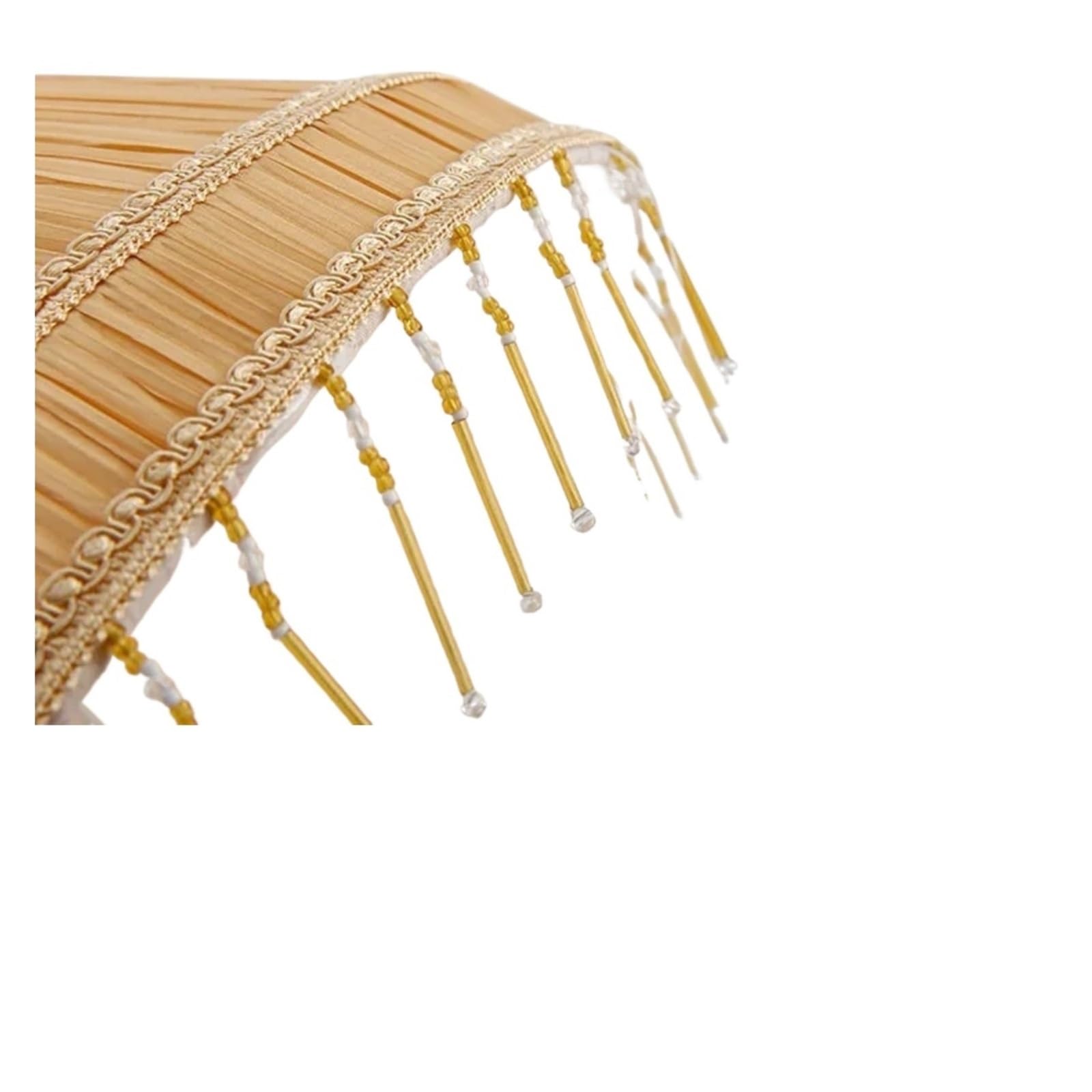 QXBFNDC Lampshade Fringe Lampshades Cloth Bead Light Shade Lamp Cover for Floor Table Lamps Pendant Bar Living Room Decor(Beige 25cm)
