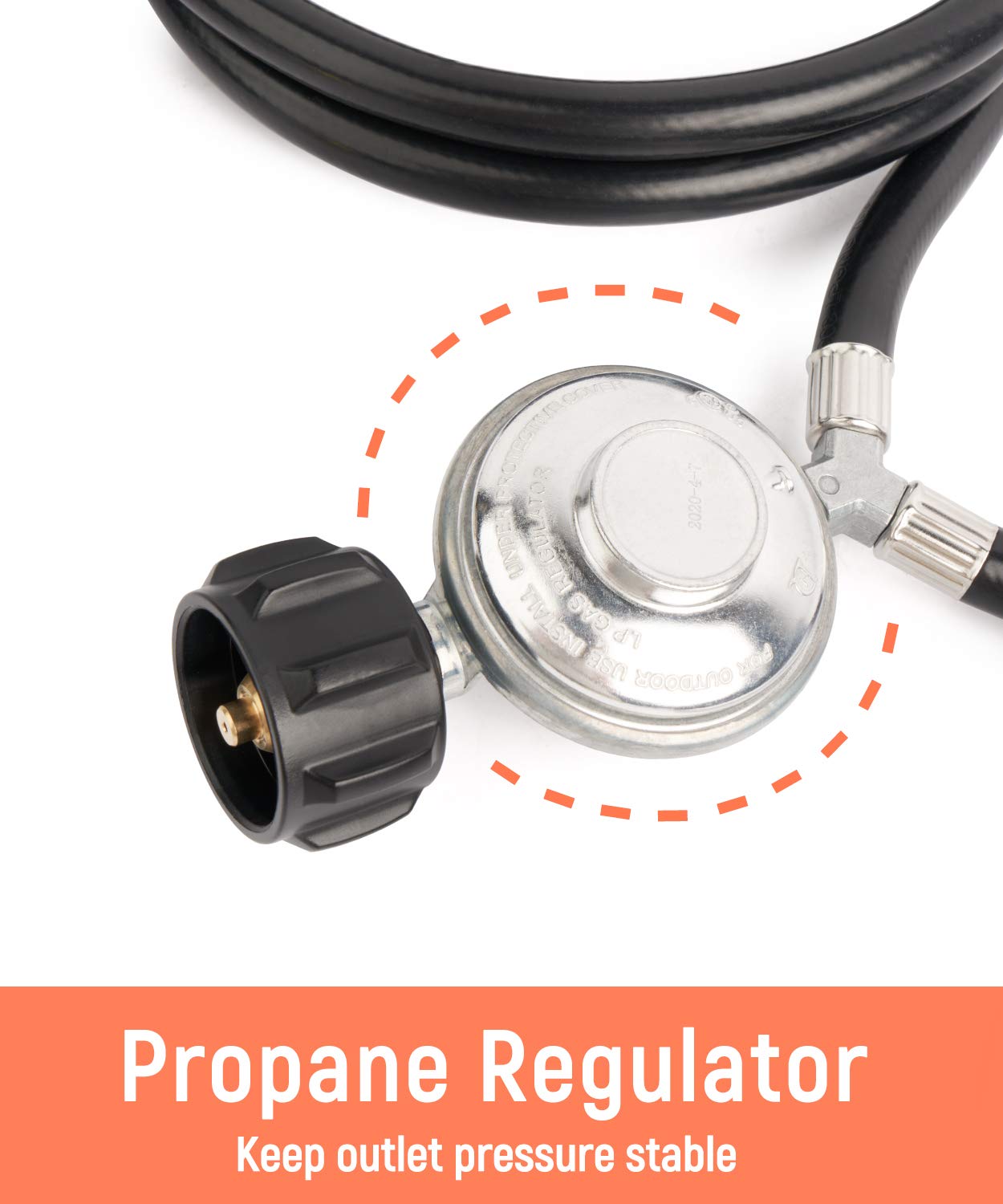 GASPRO 6FT Propane Regulator with Double Hoses Y Splitter for Griddle