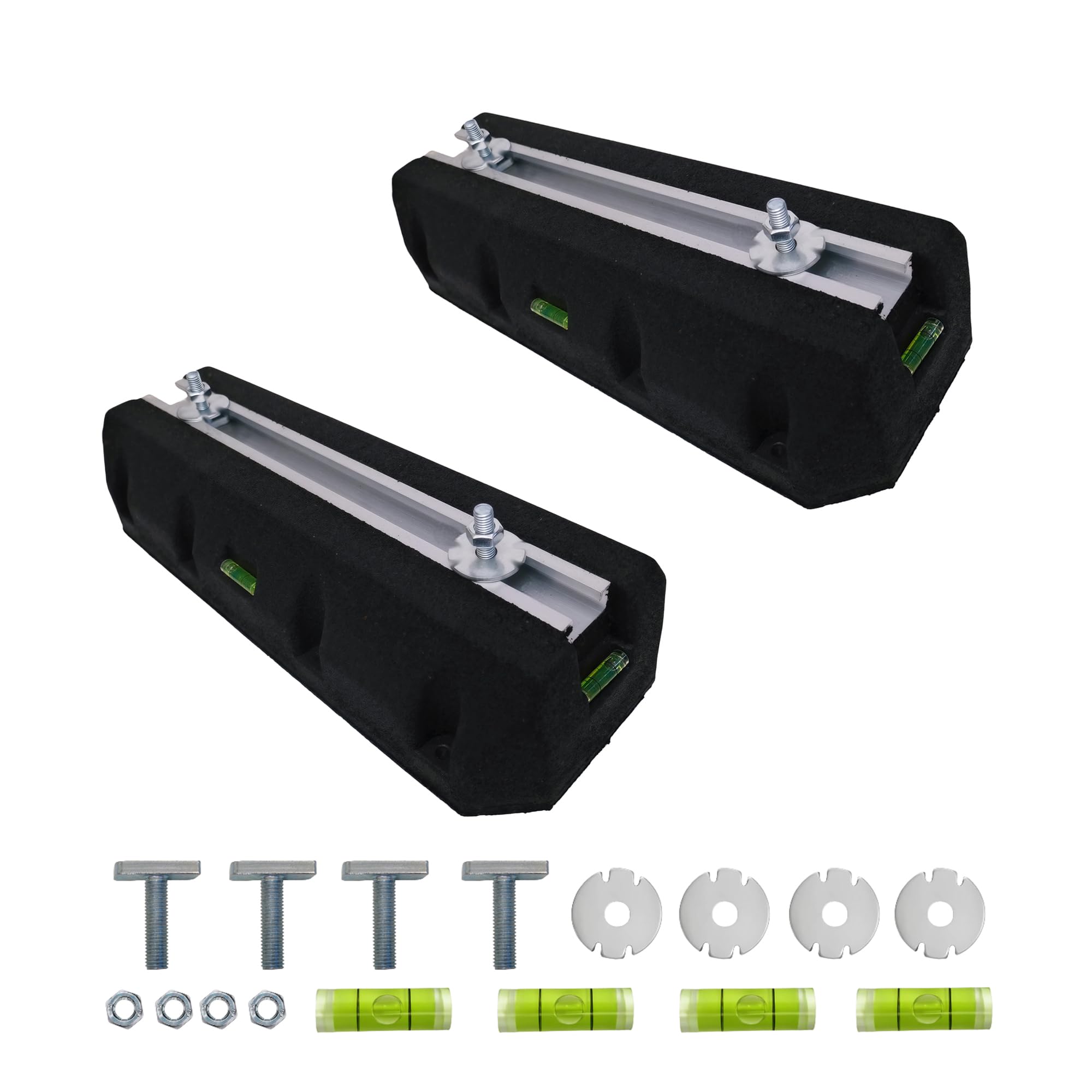 Console de sol pour climatisation et pompe à chaleur avec niveau à bulle 450 mm Cadre anti-vibration Charge 400 kg Amortisseur de vibrations en caoutchouc résistant aux UV pour appareils extérieurs