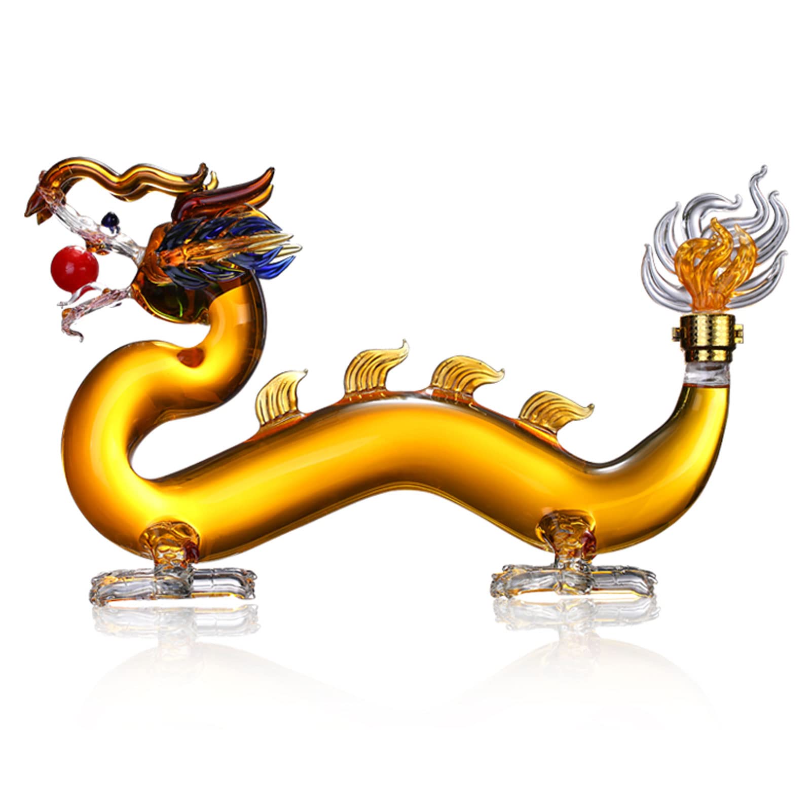 Licor Dragón Decantador de Whisky Zodiaco Animal Vidrio Grande for Beber Dispensador for Vodka Escocés Ron Tequila Vino Jarra,Decantador(2500/84.5oz)