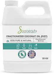 Óleo de coco fracionado orgânico prensado a frio não refinado | 100% natural disponível em massa | Transportador para óleos essenciais, rosto, pele, hidratante de cabelo, fabricação de sabão | Tamanhos 113 g a 3 kg | (947 g)
