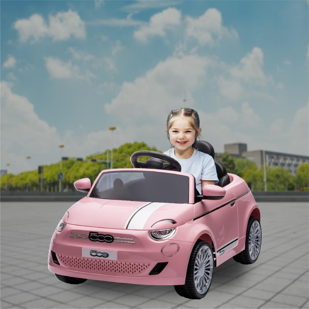 Best Ride On Cars Fiat 500 12v Battery DuoDrive KidPro Ride-On Car with  Dual-Drive Mode, Manual and Remote Control, USB, Radio, Safety Belt, Kids'