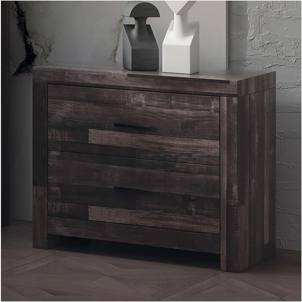 HomeStock African Artistry Rectangular Nightstand, Trendy Finish, Bedroom Endtable, Night Table, Bed Night Stand, Functional Storage Solution for Bedrooms Light Gray/2 Drawers Without Shelf