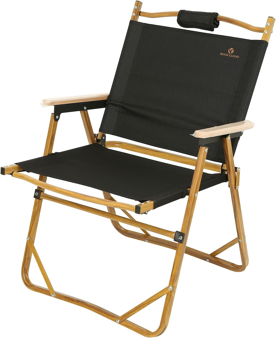 ROCK CLOUD Portable Folding Camping Chair Low Beach Chairs for Camp Lawn Hiking Sports Hunting Black Large