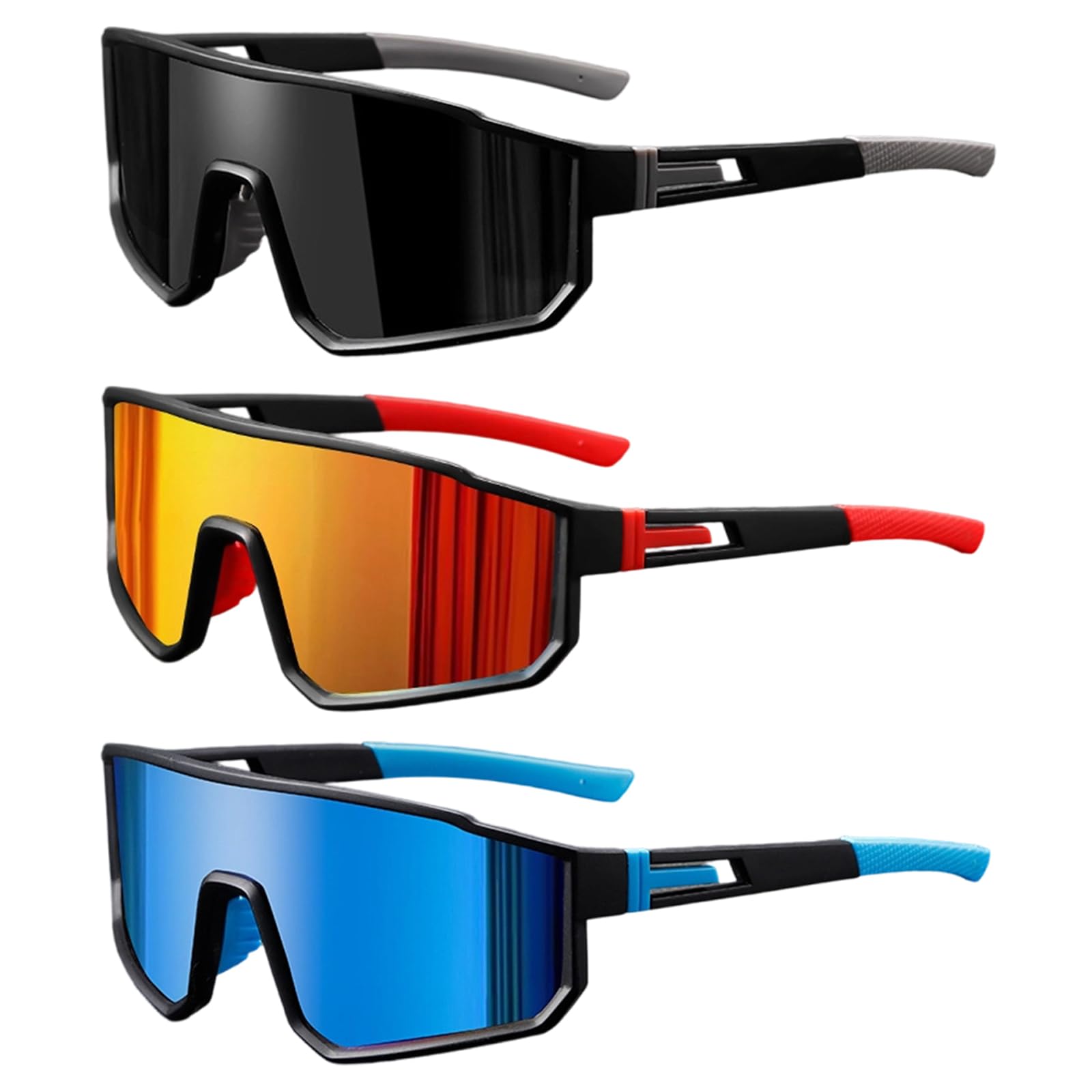 3 Piezas Gafas Ciclismo, Gafas Polarizadas Ciclismo Deportivas para Hombre y Mujer, Gafas De Sol Deportivas Polarizadas Protección UV400, Para Andar En Bicicleta, Correr
