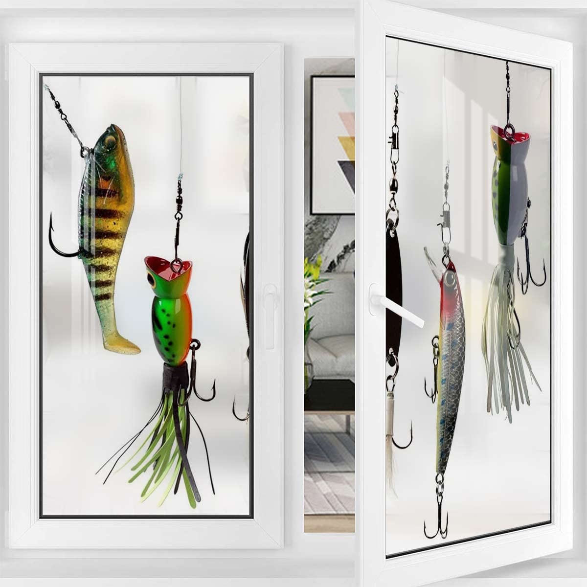 Amazon.com: Multicolor Privacy Window Film Frosted with Fishing
