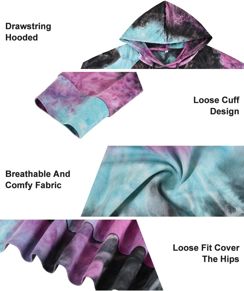 RITERA Women's Plus Size Hoodies Tie Dye Hoodie Long Sleeve Sweatshirts Drawstring Pullover Casual Sweater top L-5XL - Image 2