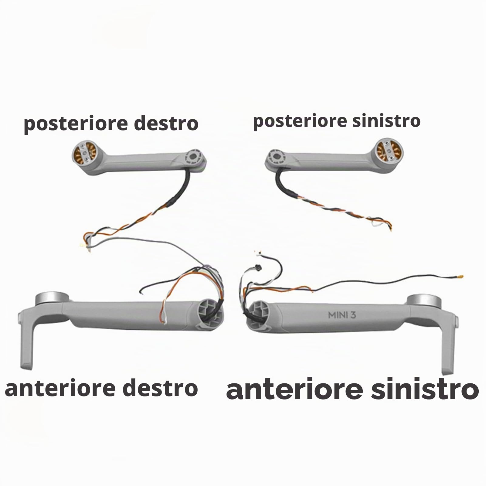 Braccio motore di ricambio per DJI Mini 3 Drone Quadrirotore, parti di riparazione per il braccio motore (anteriore sinistro)