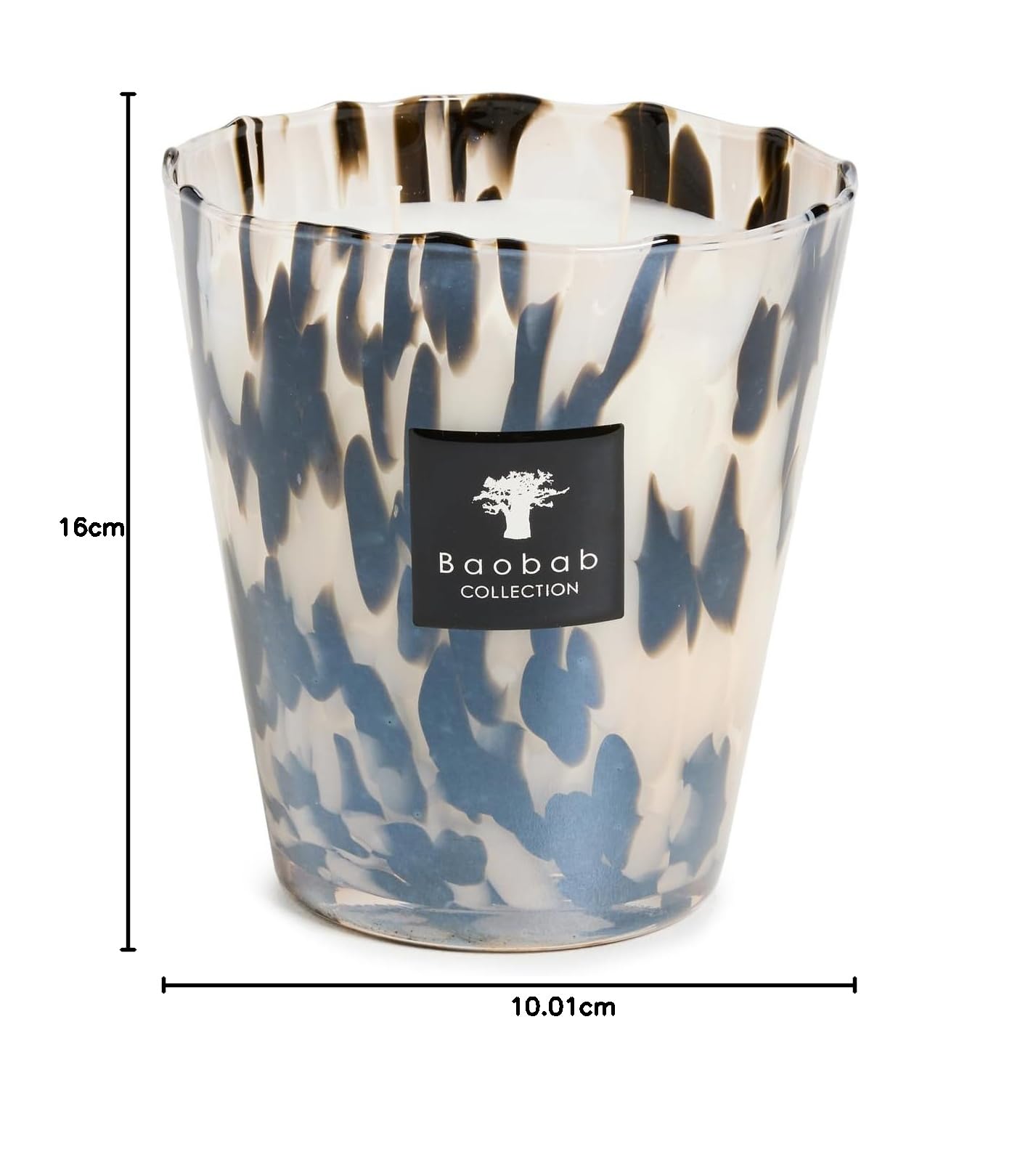 Baobab max16pb Pearls Black Vela, Vela Cera, 16 x 10 x 16 cm