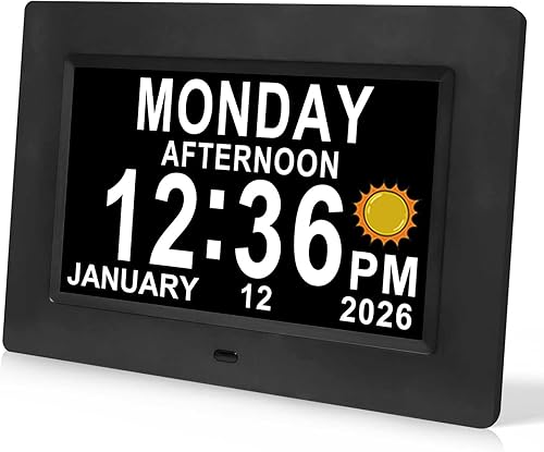 Jaihonda Reloj de demencia para personas mayores Reloj digital con fecha y hora para ancianos - 15 alarmas Nivel 5 de brillo Pantalla de números