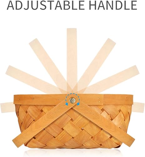 Miniatura 7 de Cesta tejida pequeña de madera, 8.4 x 6.2 x 3.9 pulgadas, contenedor portátil de ratán hecho a mano con asa, cestas de Pascua para recoger huevos,