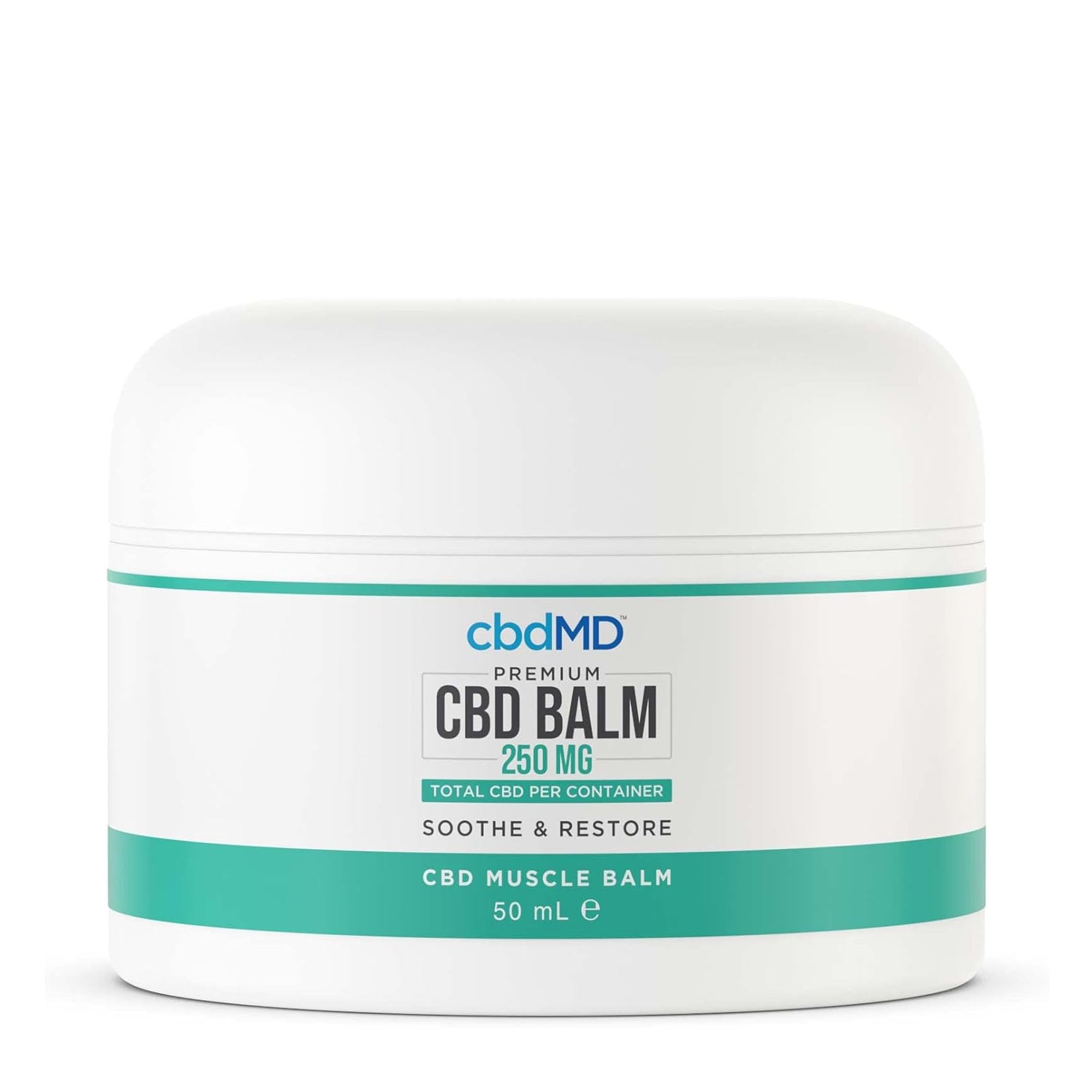 cbdMD Muscle Balm 250mg - 50ml CBD Balm, Hemp Cream for Muscles and Joints Relaxation and Relief, Contains Shea Butter, Pomegranate Oil, and Blueberry Extract