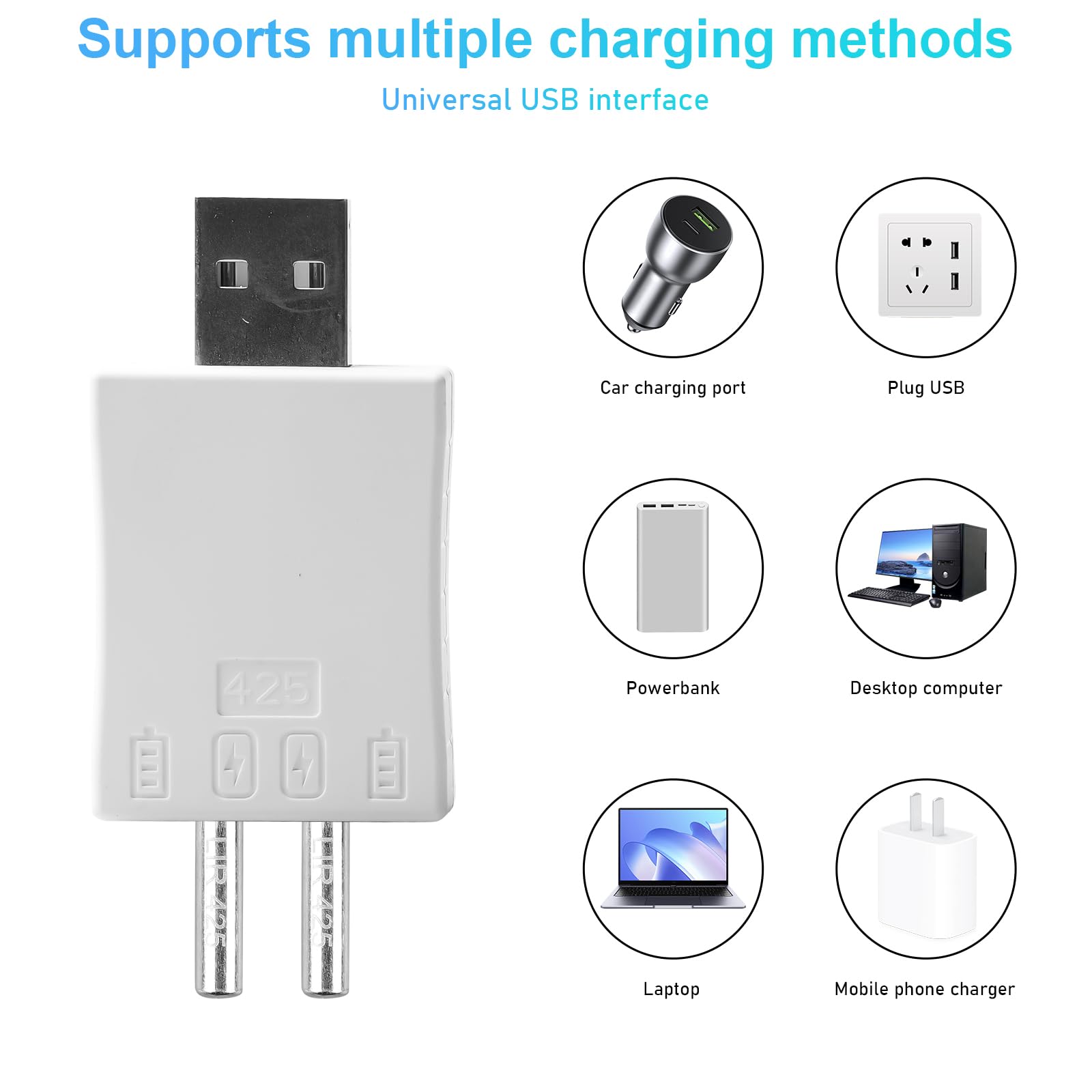 Lot de 9 piles CR425 compatibles avec les flotteurs LED - Rechargeables - Pour cloches d'alarme de pêche et flotteurs de pêche - Avec chargeur et batteries