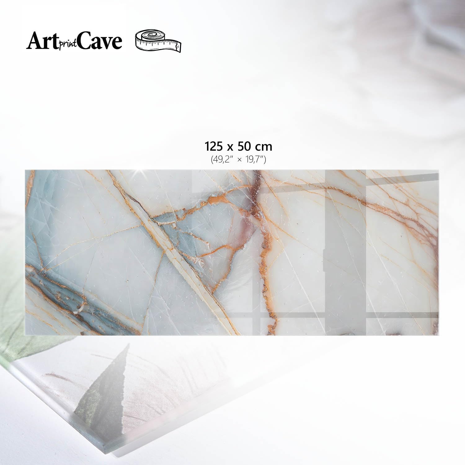 Placa de Cristal 125x50 cm | Rectangular | Bordes Pulidos | Elegancia del mármol | con Impresión Decorativa | Pies Antideslizantes | Vetro Temperato | para la Cocina y Salón