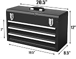 IRONMAX Boîte à outils portative, 20.5’’ Armoire en acier verrouillable avec poignée confortable & 3 Tiroirs, Organisateur d'outils de boîte à outils de rangement lourd pour garage, entrepôt, maison (noir)