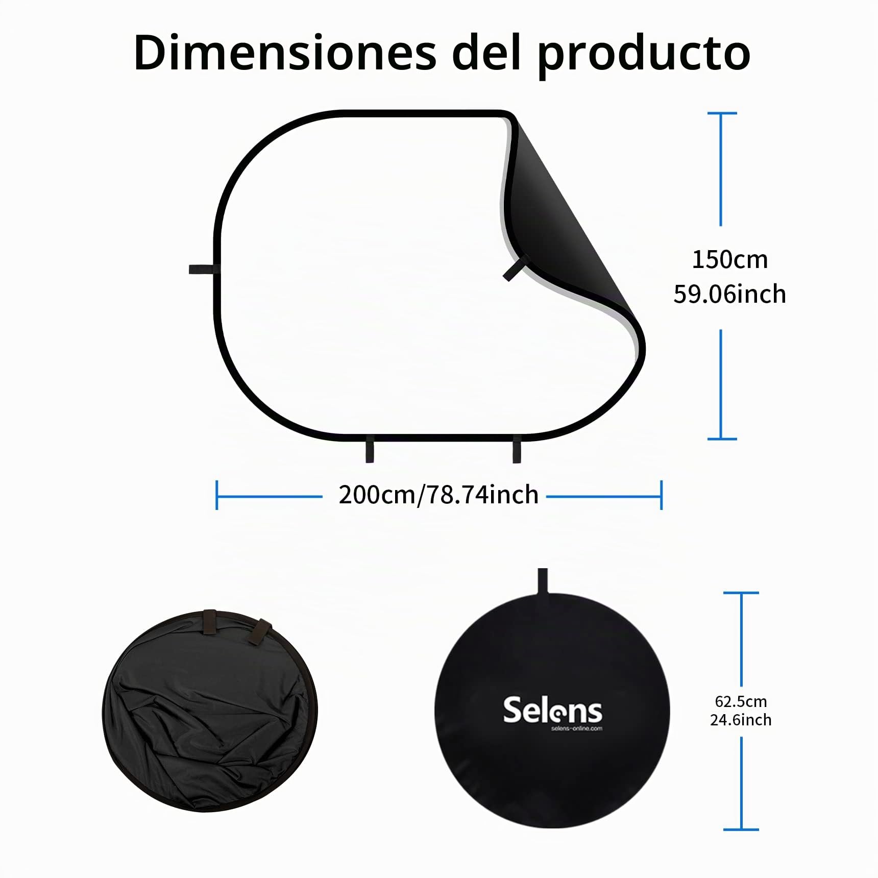 Selens Fondo Blanco Negro de Muselina Pantalla Chromakey Fondo Plegable Pop Up Background 150x200cm para Retrato Fotografía Vídeo Juego Estudio Fotográfico con Bolsa de Transporte