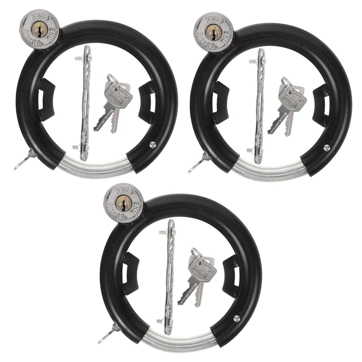 Lucchetto Antifurto per Bici e Scooter, 3 Set, Nero | Acciaio Inossidabile, Anti-graffio e Resistente All’usura, Accessorio per Ciclismo