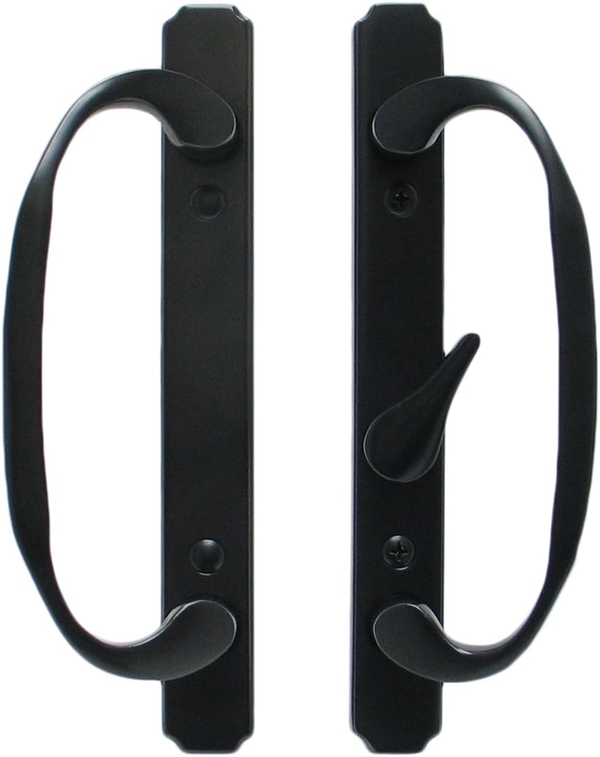 Solid Brass Sliding Glass Door Handle Set, Black, 3-15/16” CTC Screw Holes