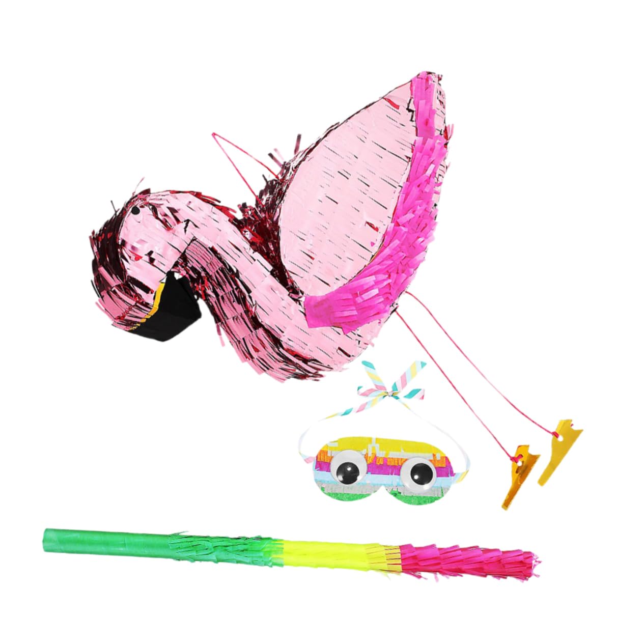 OUNONA 1Set Flamingo with Blindfold and Stick for Tropical Party Decorations Funny Birthday Activity for Vibrant Summer Theme Luau Celebration Interactive Family Fun