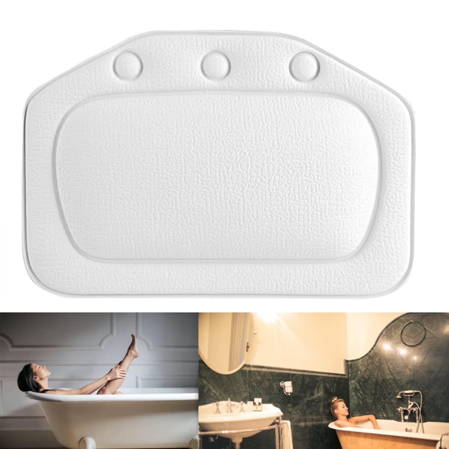 LATRAT Reposacabezas Bañera, Bañeras Almohada Espuma Suave Acolchado Spa Bañera Almohada Bañera para Uso Casero, Blanco