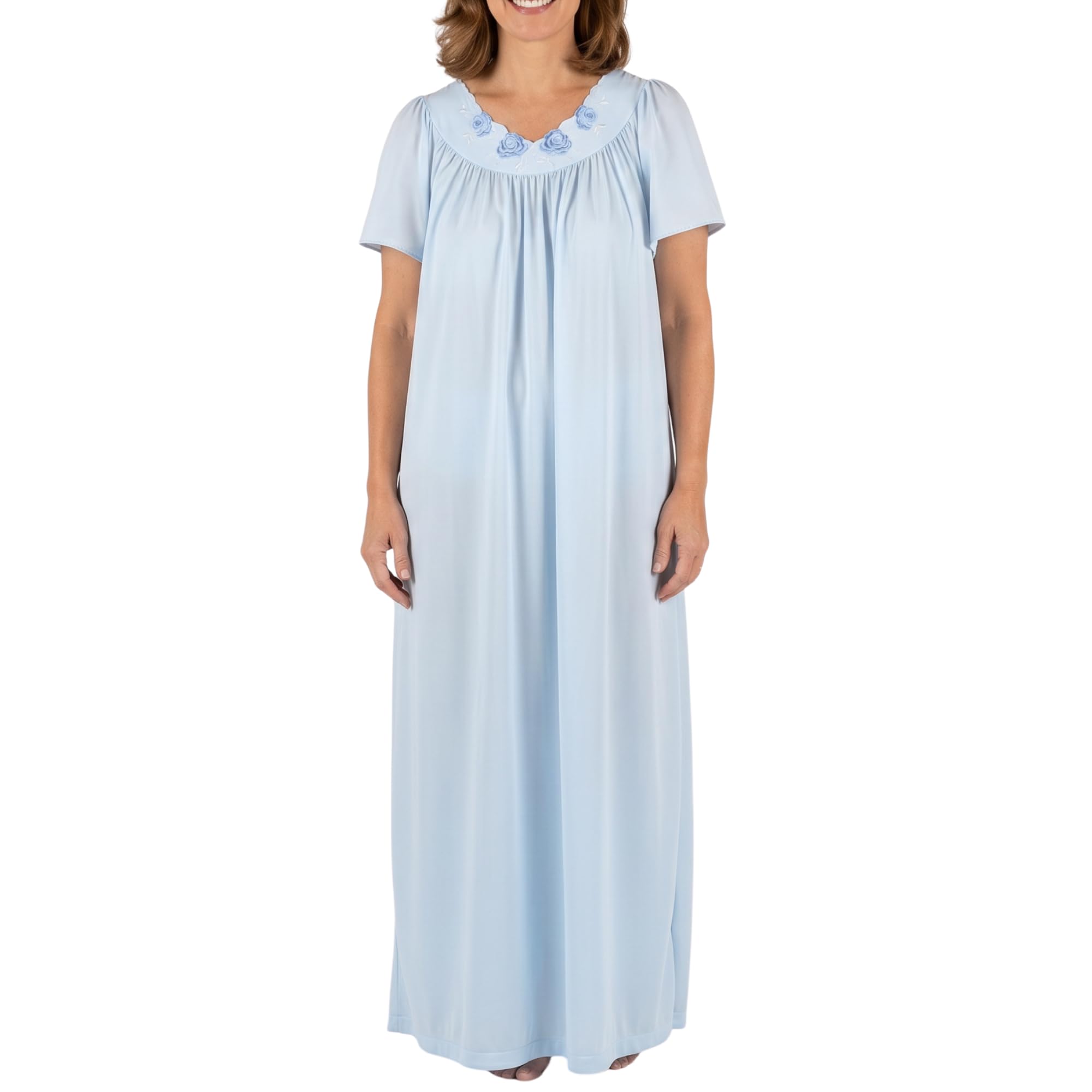 Shadowline Women's Petals 53 Inch Short Flutter Sleeve Long Gown