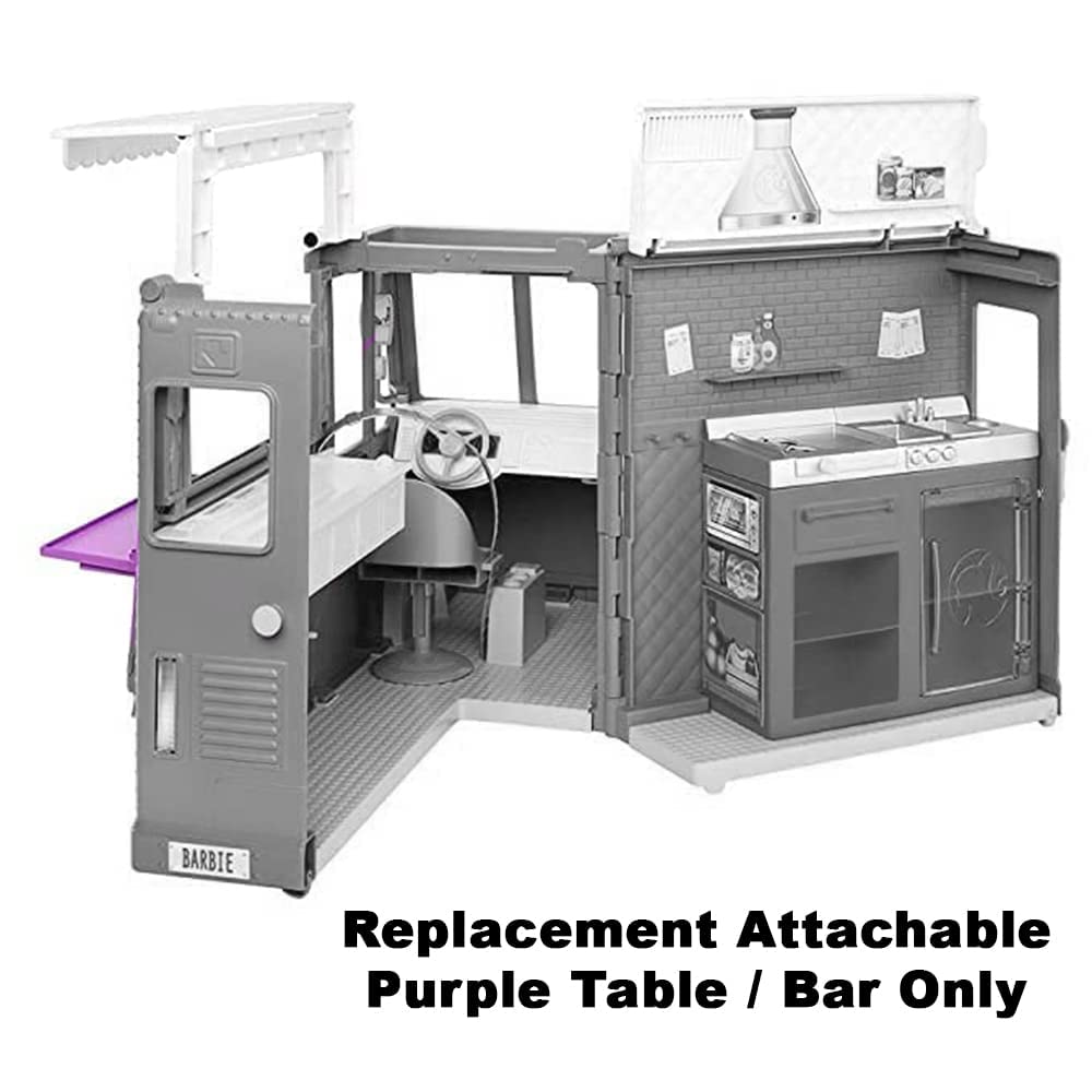 Barbie Replacement Parts Doll Fresh 'n Fun Foodtruck Playset - GMW07 ~ Replacement Attachable Purple Table / Bar