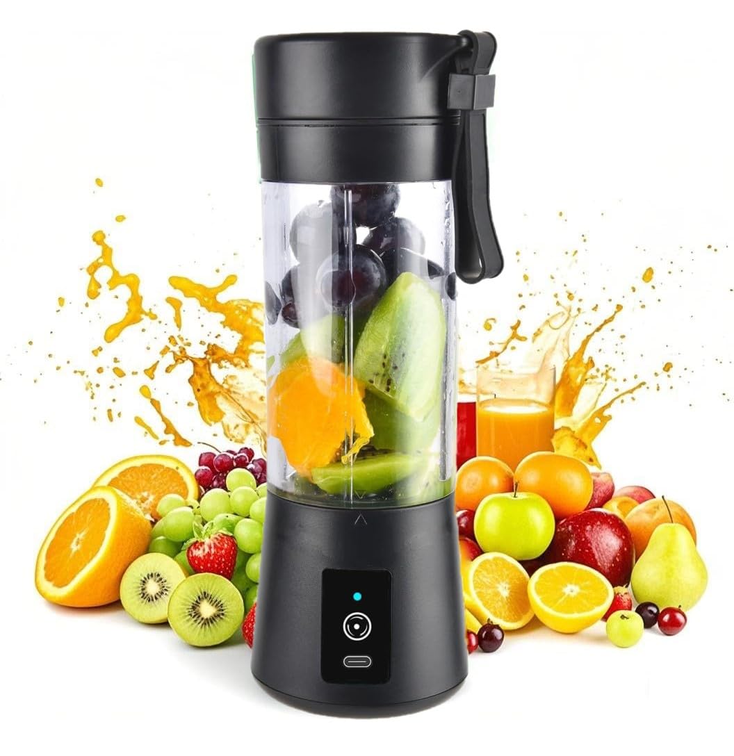 ALWAFLI Portable 6 Leaf Blades Juicer Mixer Blender for Juices, Smoothies, Cold Coffee, Compact Electric Shake Maker Fruits Mixer Juices Grinder for Home, Office, Gym, Travel (Multicolor)
